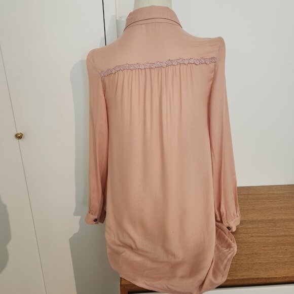 AXES FEMME Japanese Romantic boho style lace layered pink button up size med - Picture 7 of 12